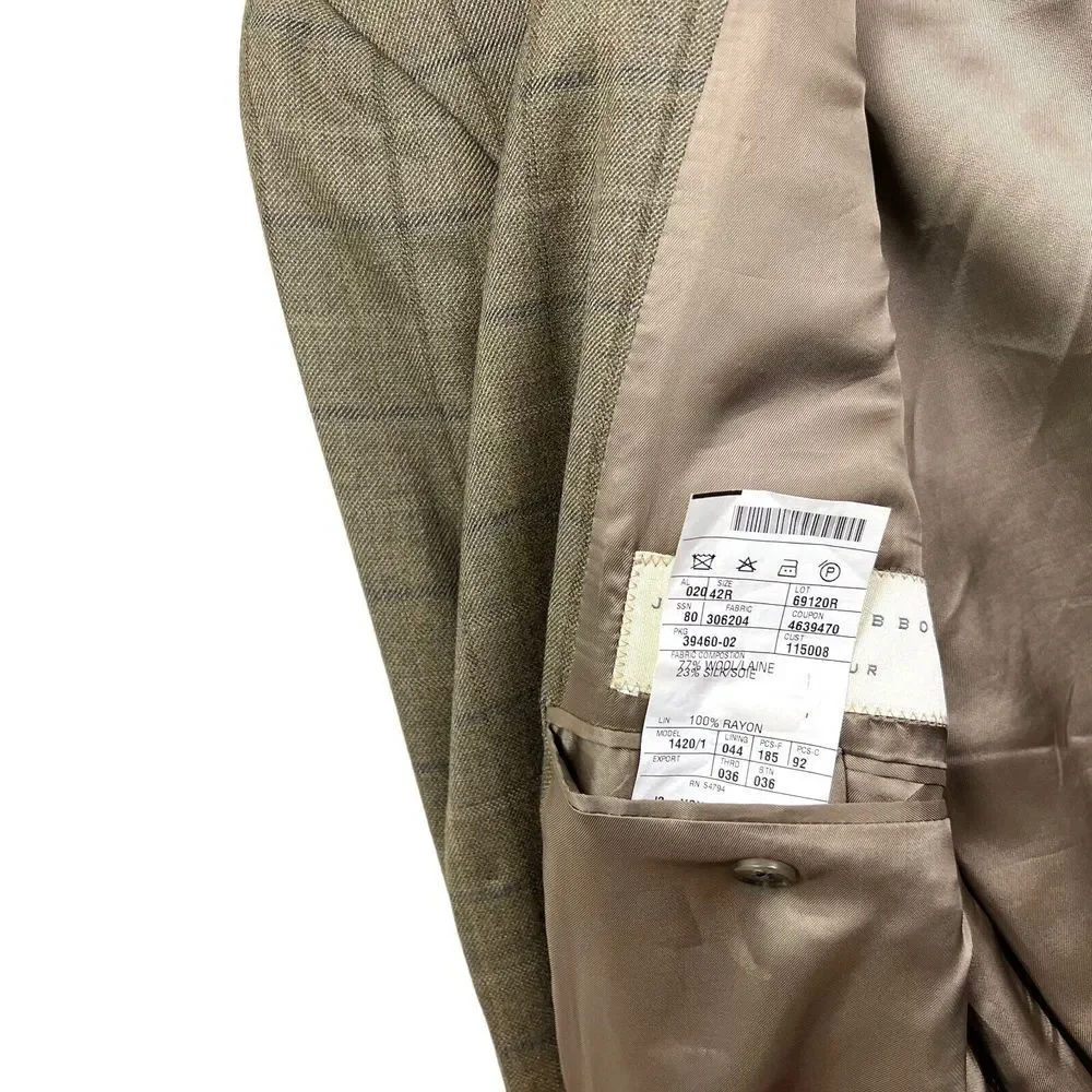 Joseph Abboud Von Maur Silk Wool Sport Coat Jacket Men 3 Button Ventless Tan 42R